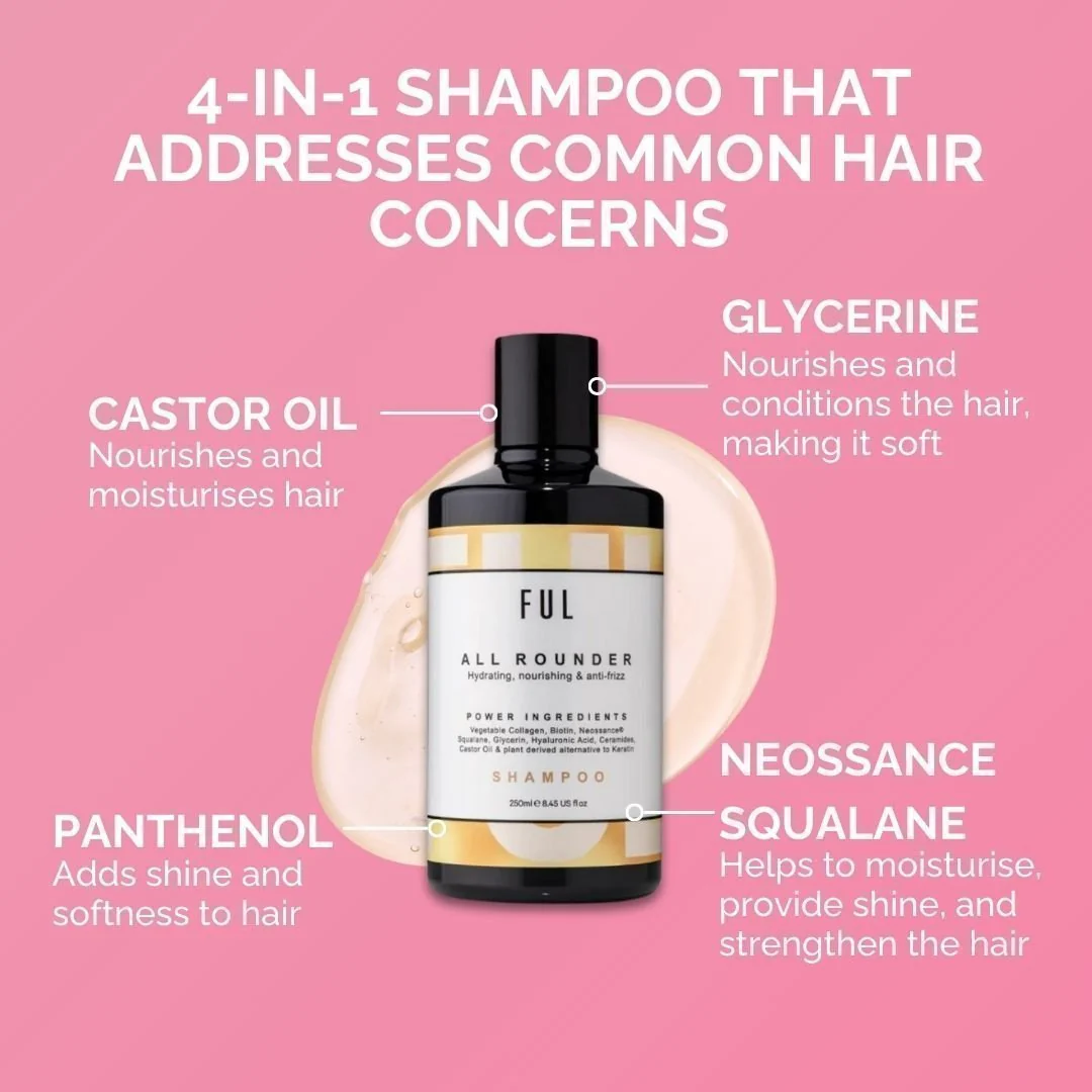 FUL All-Rounder Shampoo 250ml – Sulphate-Free Cleanser for Dry, Damaged & Frizzy Hair - Image 5