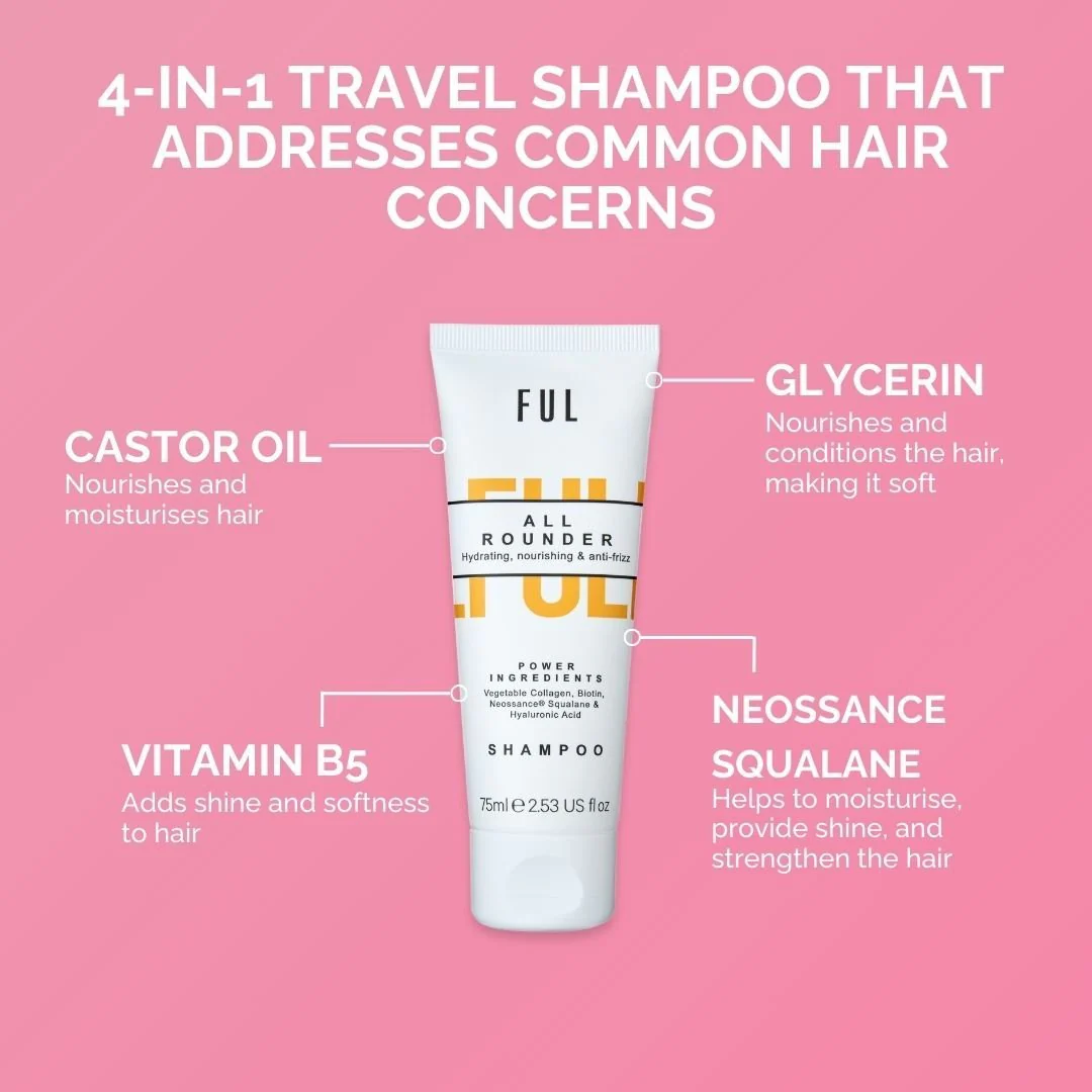 FUL All-Rounder Shampoo Mini 75ml – Sulphate-Free Cleanser for Dry, Damaged & Frizzy Hair - Image 3