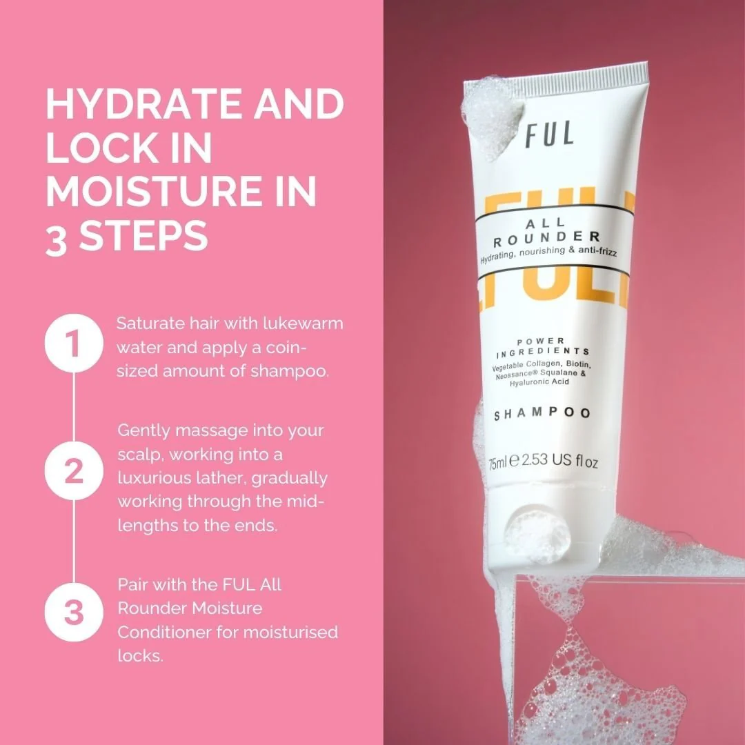 FUL All-Rounder Shampoo Mini 75ml – Sulphate-Free Cleanser for Dry, Damaged & Frizzy Hair - Image 4