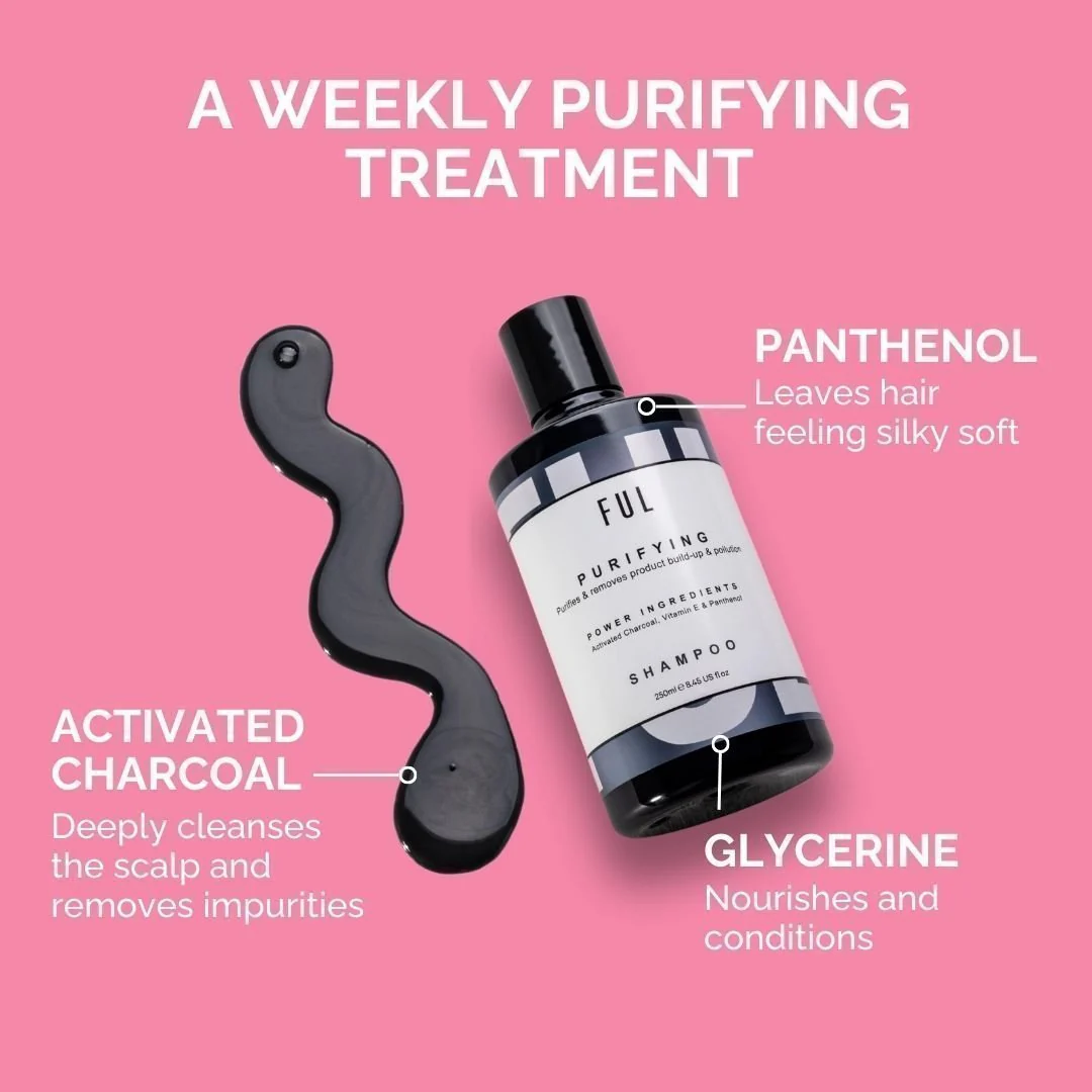 FUL Purifying Charcoal Shampoo 250ml – Clarifying Detox for Oily Scalp & Buildup | Deep Cleanser for Greasy Hair - Image 3
