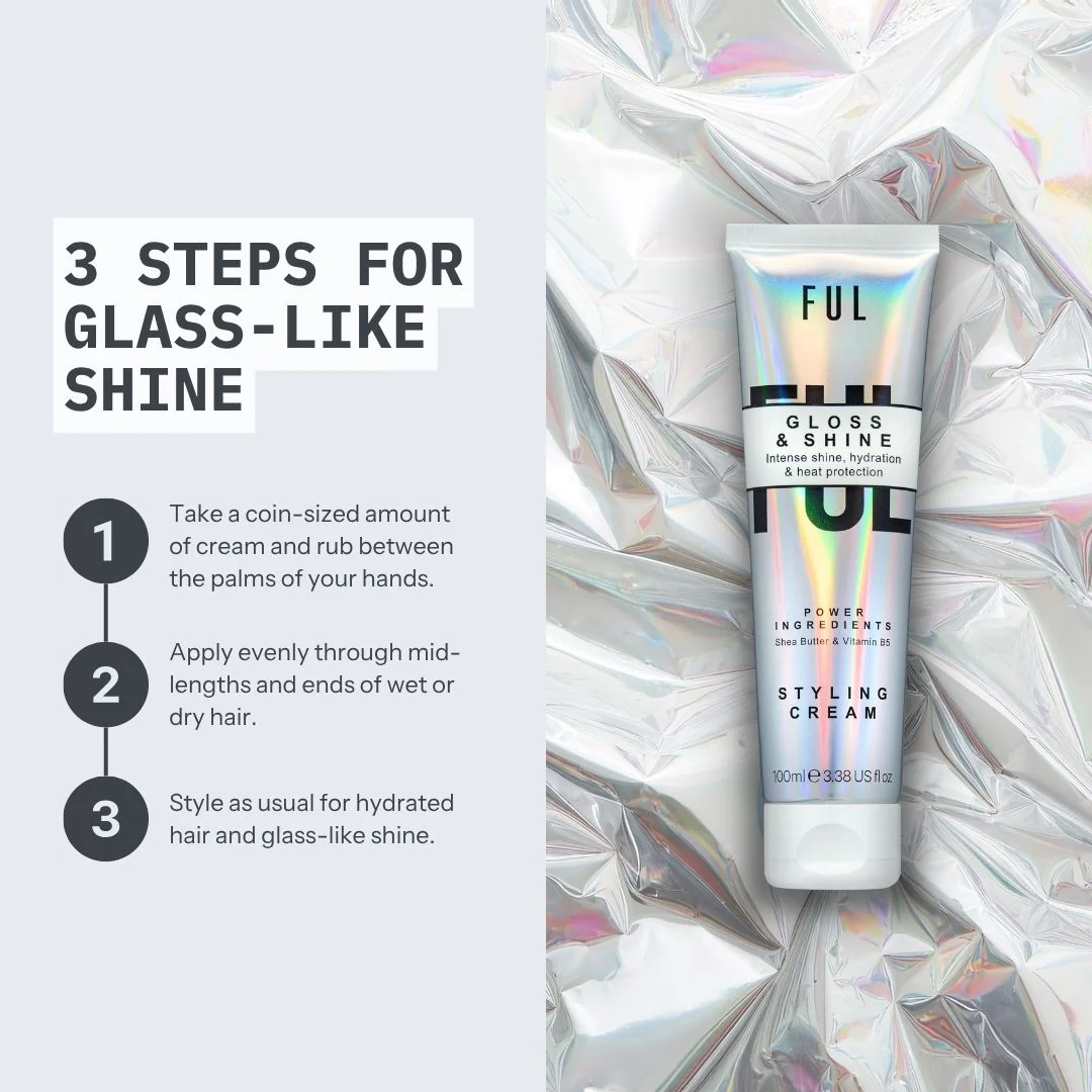 FUL Gloss and Shine Styling Cream 100ml – Lightweight Anti-Frizz, Heat Protection, Hydration & Radiant Shine - Image 3