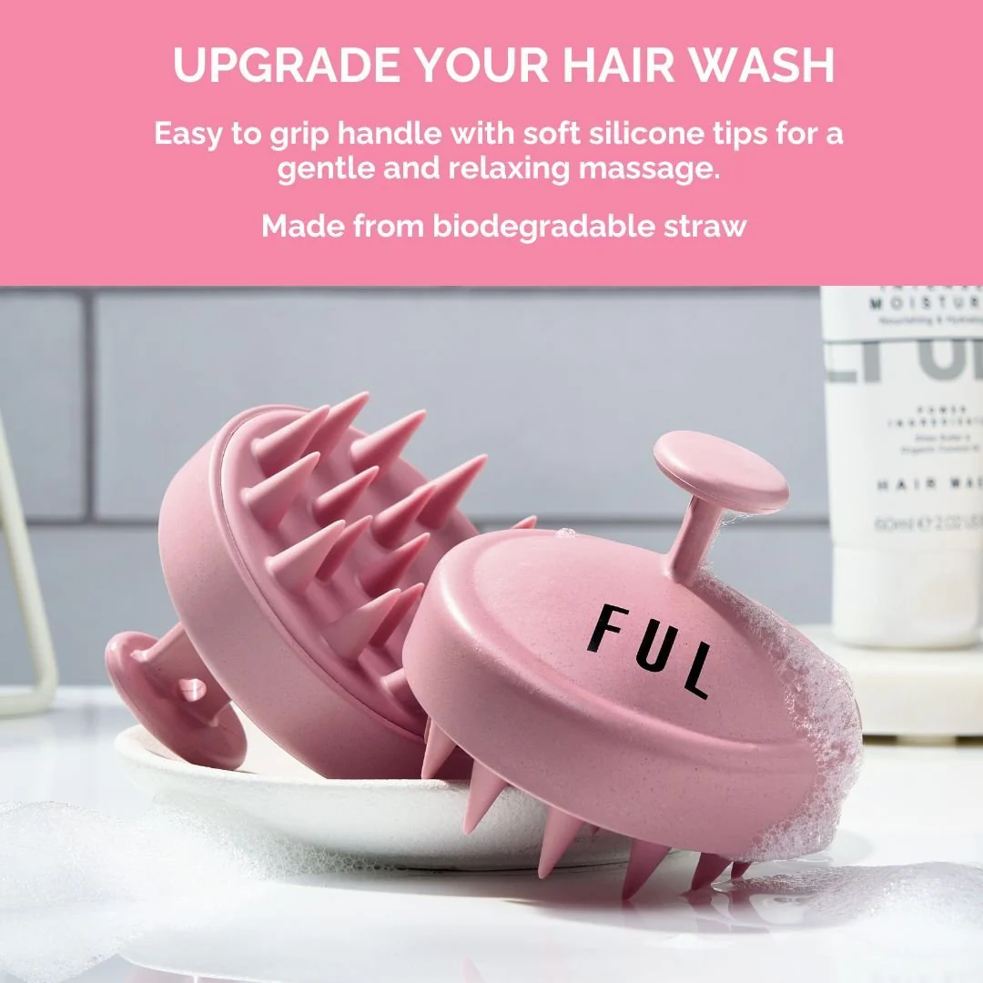 FUL Scalp Massager Brush Pink – Silicone Exfoliator for Hair Growth, Flakes & Deep Cleansing - Image 3