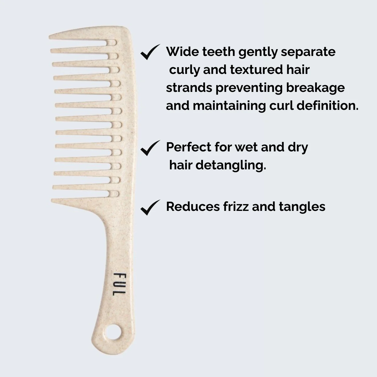 FUL Wide Tooth Comb – Tangle-Free Detangling for Wet, Curly, Wavy & Frizzy Hair - Image 4